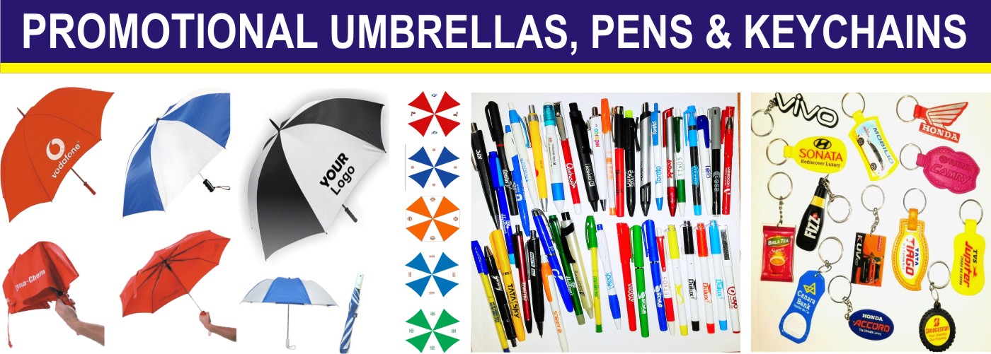 7. PROMOTIONAL UMBRELLAS, PENS & KEYCHAINS
